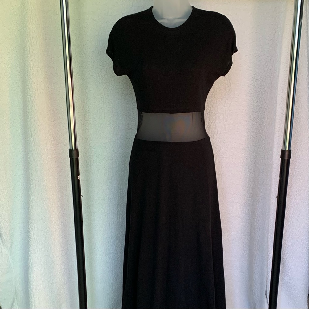 Classic Black Maxi Dress with Sheer Waist